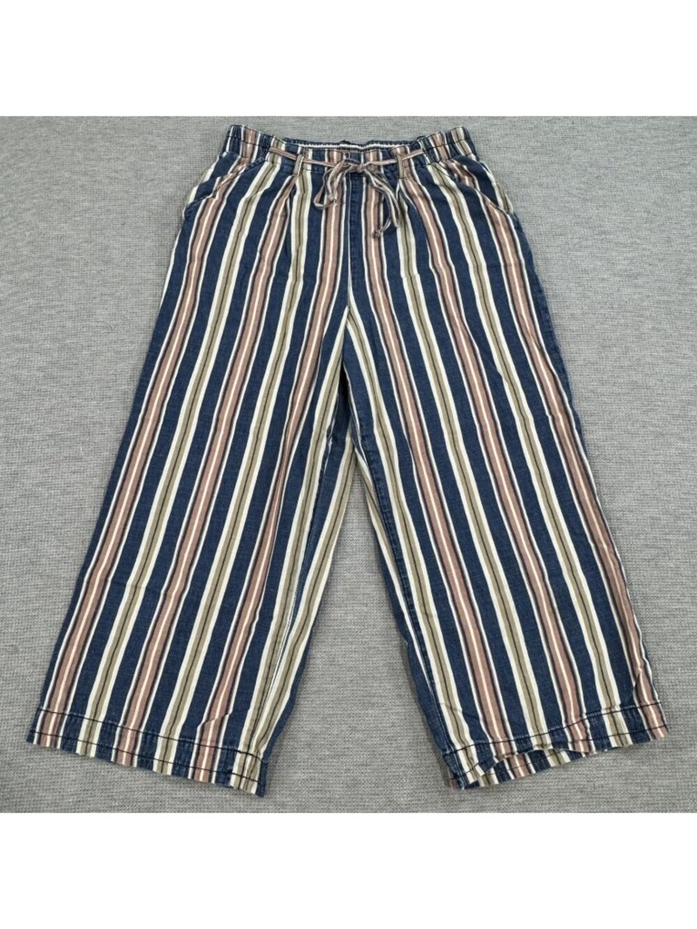 American Eagle Culotte Pants Womens Size 8 Regular Striped High Waist Pull On